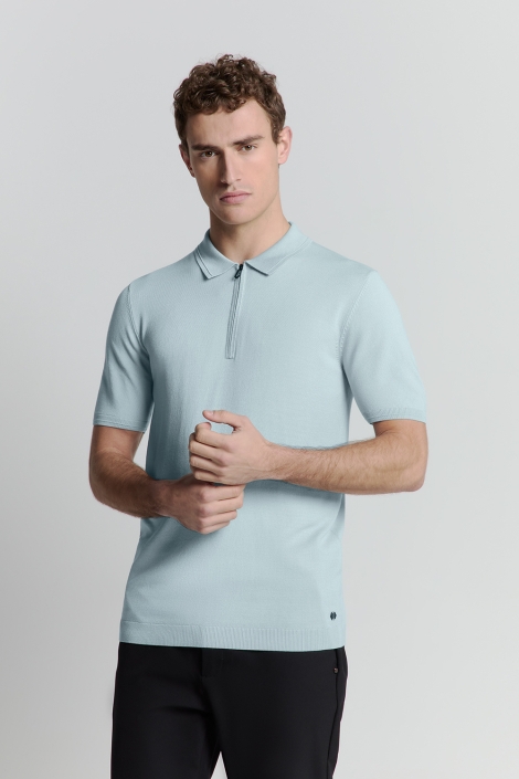 NO-EXCESS pullover short sleeve polo zip soli